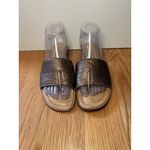 Unisa Leather Sandals Shoes Womens Size EU 38 Bronze Slide Slip-On Low Heel Pebbled Photo 1