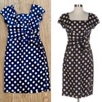 Vintage 1950s Blue Polka Dot Bow Midi Pin Photo 1