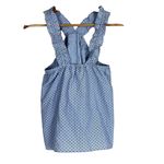 Waverly Grey Top Womens XS Blue Cotton Polka Dot Ruffle Minimalist 100% Cotton Photo 2