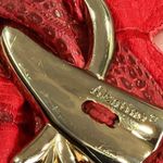 Vintage 1980s Alentino NAS Red Leather Snake Overlay Shoulder Bag Gold Clasp GVC Photo 1