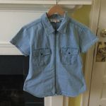 Westbound Vintage 90s Full-Zip Denim Short Sleeve Shirt Casual - Sz Medium Photo 2