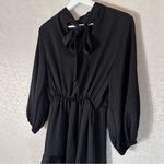 VICI Black Tie Neck Long Sleeve Mini Dress Medium Elegant Classy Cocktail Photo 8