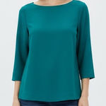 The Limited Teal Green 3/4 Sleeve Boat Neck Top Size S Photo 0