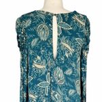 Free People Hello Lover Blue Green Tunic Top Shoulder Long Sleeves V-Neck Small Photo 7