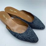 Kevyn Wynn Blue Beaded Slip On Mule Flats Womens 11 Embroidered Boho Summer Flat Photo 0