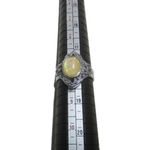 None Vintage Gothic Sliver Tone Yellow Oval-Shaped Stone Ring Size 7 Photo 0