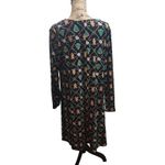 Joyland Womens XL Long Sleeve Christmas Gingerbread Candy Cane Tree Print Dress Black Photo 2