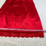 Ekouaer NWT  Vibrant Red Satin Lace V-Neck Chemise Sleepwear Soft Lingerie Photo 5