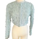 Sister Jane buttoned shirring top in dusty blue Size Medium Photo 2