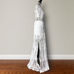 Pink Lily New  Ivory Lace Maxi Romper Dress Sheer Embroidered Boho Bridal M Photo 6