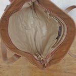 Vintage Italian Made Brown Leather Tote Style Embroidered Shoulder Bag Photo 6