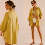 Free People Citron (Yellow-Green) Take Me With You Linen Shirt, size M Photo 1