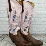 Double H Sonora Wedding Heeled Cowboy Boots Size 7.5 Embroidered Pink Brown Photo 0