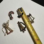 Lot Of 5 Rhinestone Christmas Holiday Brooch Pins Candy Cane Candle Bell & Angel Gold Photo 9