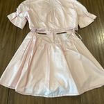 Self Portrait cut out shortsleeve flare shift mini dress powder pink cotton10 Size 10 Photo 7