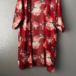 Glance Women’s XL Floral Kimono Cardigan Red Rose Print Lightweight Photo 5
