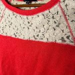 Sanctuary orange & cream lace pull over long sleeve crew neck sweater small Photo 4