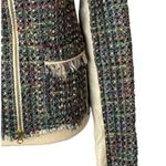 Ramy Brook  Jacket Women Small Black Tweed Leather Sleeve And Trim Full Zip Retro Photo 4