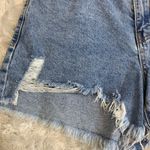Cotton On High Rise Ripped Jean Shorts Sz 8 Raw Hem Photo 3