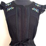 SALONI Pintuck Embroidered Boho Peasant Dress Black Size 0 Photo 6