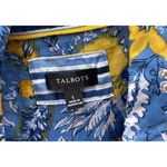 Talbots  Women’s Sz L Classic Button Shirt Botanical Blue Sunflower Spring Photo 14
