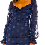 For Love & Lemons NWOT  Lula Mini Dress Midnight medium sheer sleeves polka dot Photo 0