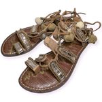 Sam Edelman  Women’s Size 7.5 Tan Graciela Leather Beaded Flat Strappy Sandals Photo 2