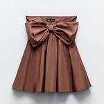 ZARA dress brown mini bow sleeveless ruffle bohemian wedding summer vacation Photo 6