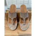 L'Amour Des Pieds Chuxley Women's Wedge Flip Flop Taupe Suede Size 9.5 NWOT Brown Photo 6
