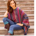 NOVICA Artisan Handmade Kimono Sleeve Sweater Alpaca Wool Blend from Peru S/M Blue Size M Photo 2