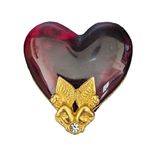 Givenchy Vintage  Cherub Lucite Heart Brooch Jewelry RARE Rhinestone Pin Gold Red Photo 4