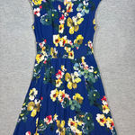 Maeve Anthropologie Evaline Dress S Blue Floral Smocked Waist Cap Sleeve Photo 0
