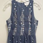 BHLDN Anthropologie Parsons Midi Dress Embroidered Floral Gray Pink Blue Size 4 Photo 4