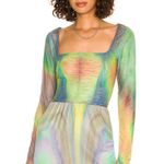 NWT AFRM Kona Mesh Rainbow Square Neck Top Size S Blue Photo 0