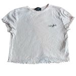 Topshop  6 Babydoll Embroidered Tee Shirt Light Pink Ruffle Hem‎ Cotton Coquette Photo 1