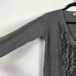 Red Valentino Grey Wool Sweater Small Knit Ruffle Long Sleeve Oversized Tunic Photo 8