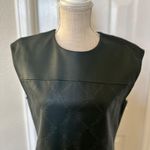 Longchamp Italy Sleeveless Leather Green Dress with Logos and Side Pockets Sz L Photo 1
