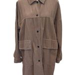 ZARA Corduroy Utility Jacket L Tan Oversized Overcoat Topcoat Women's Designer Photo 1