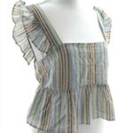 Liberty Love  crop top women’s size XL strips sleeveless ruffles pullover blouse Photo 10