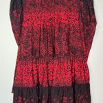 Topshop Red & Black High Neck Tiered Puffy Long Sleeve Short Babydoll Dress Photo 5
