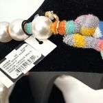 Lele Sadoughi NWT Faux Pearl Skinny Striped Colorful Scarf Necklace Photo 6