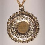 1893 Indian Head Penny CZ Rhinestone Pendant Vintage Gold Tone Boho Necklace Photo 6