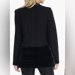 Gal Meets Glam Black wool blend jacket with faux fur hem Photo 1