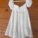Lulus  Cutest Icon White Embroidered Off-the-Shoulder Mini Dress Babydoll Size S Photo 4