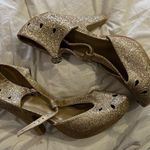 7 gold glitter ankle strap 4” pinup heels Photo 0