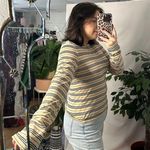 Burberry  London Stripe Cotton Knit Long Sleeve Top Tan Size Small Photo 3