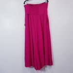 Anthropologie MAEVE Hot Pink Jumpsuit Smocked Strapless Wide Leg Photo 4