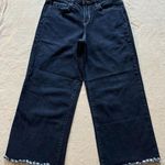 Nicole Miller ARTELIER  Sullivan Dark Wash Wide Leg Crop Raw‎ Hem Denim Jeans 26 Photo 0
