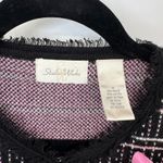 Studio Works Vintage Y2K  Knit Sweater Cardigan Womens M Black Pink Cottagecore Photo 5