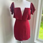 Lovers + Friends  REVOLVE Romantic Small Off Shoulder Burgundy Red Mini Dress Photo 1